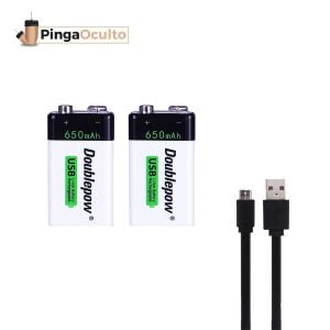 2 Pilas 9V Recargable Pinganillo Nano