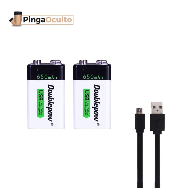 2 baterias recarregáveis ​​de 9V Nano fone de ouvido