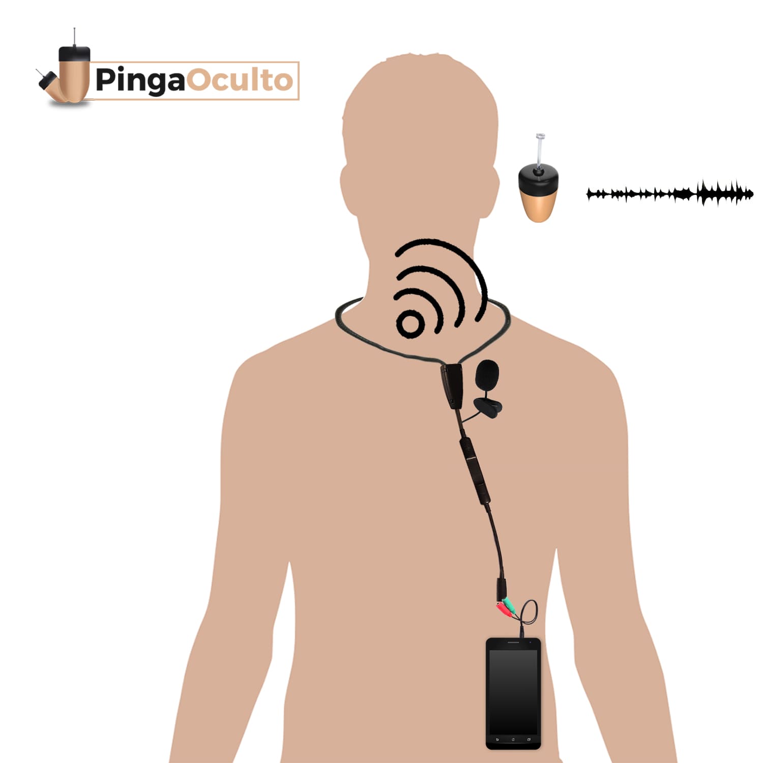 Ondas Inductivas Pinganillo Vip Pro Mini Micrófono Externo