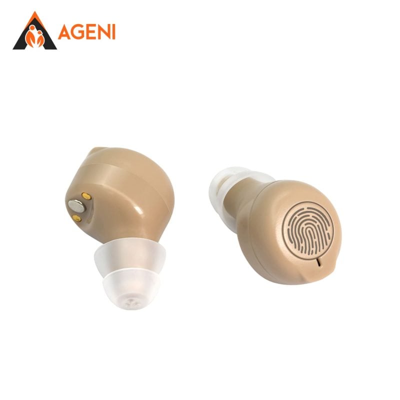 Rechargeable Internal Hearing Sound Amplifier Hearing Aid Beige Pair 1