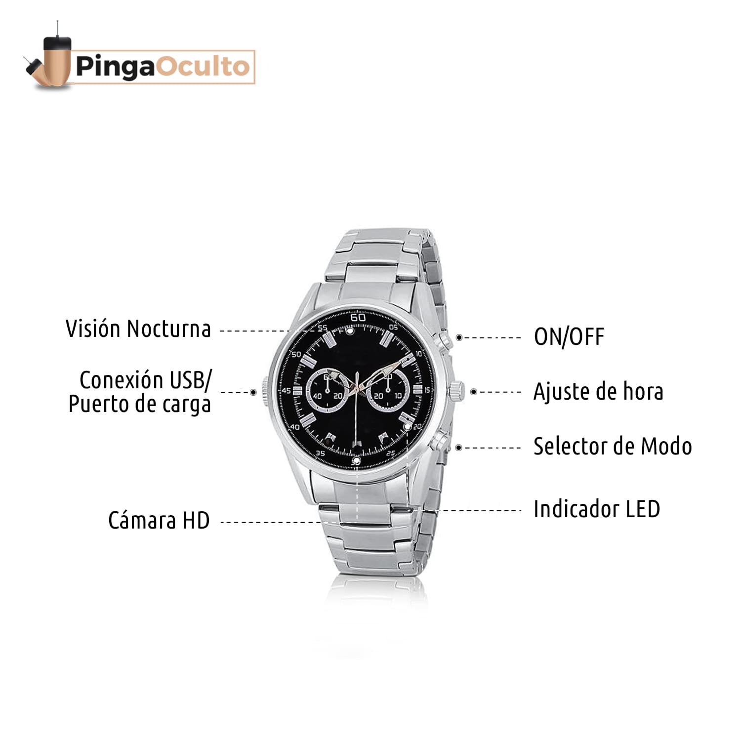 Reloj Cámara Espía 32GB - PingaOculto