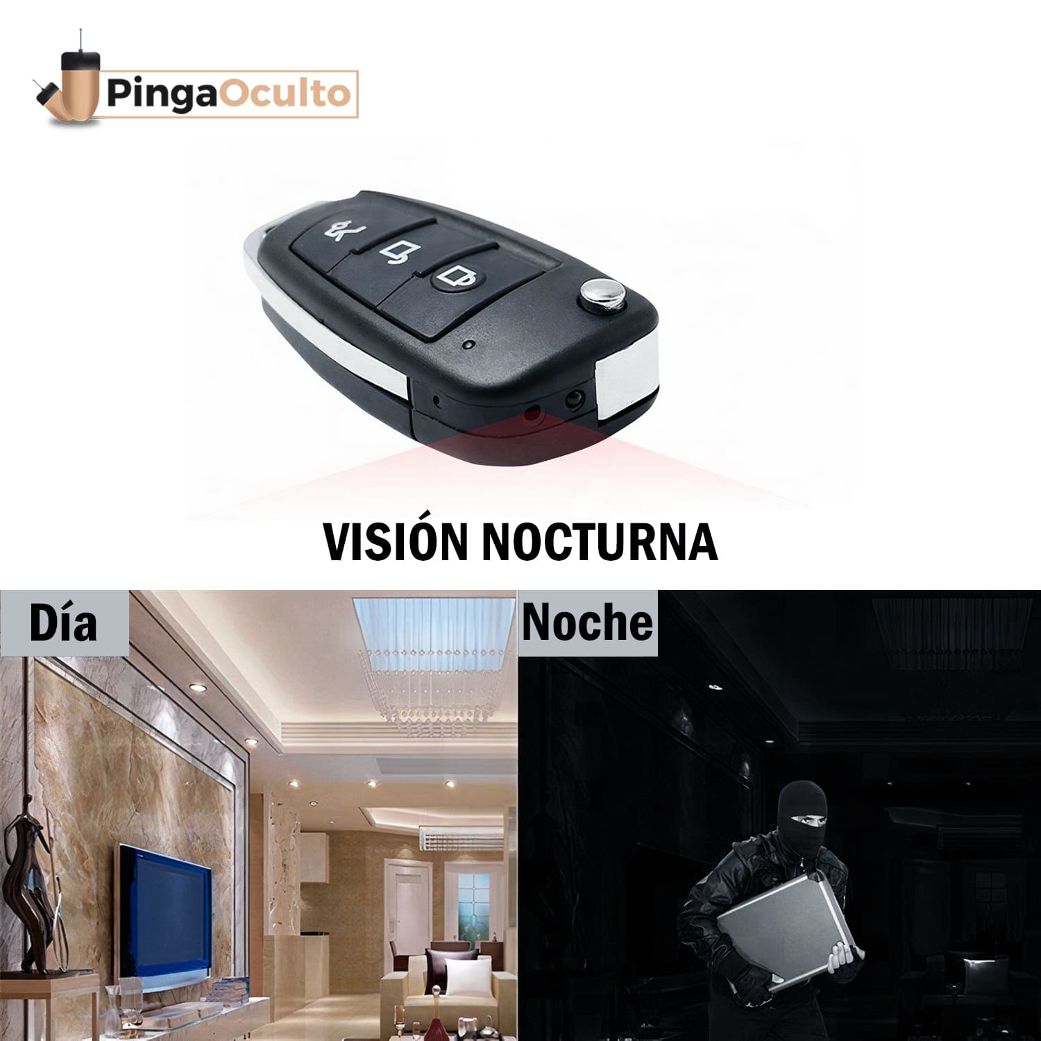 LLAVE DE COCHE ESPIA CON CAMARA OCULTA Y VISION NOCTURNA FULL HD