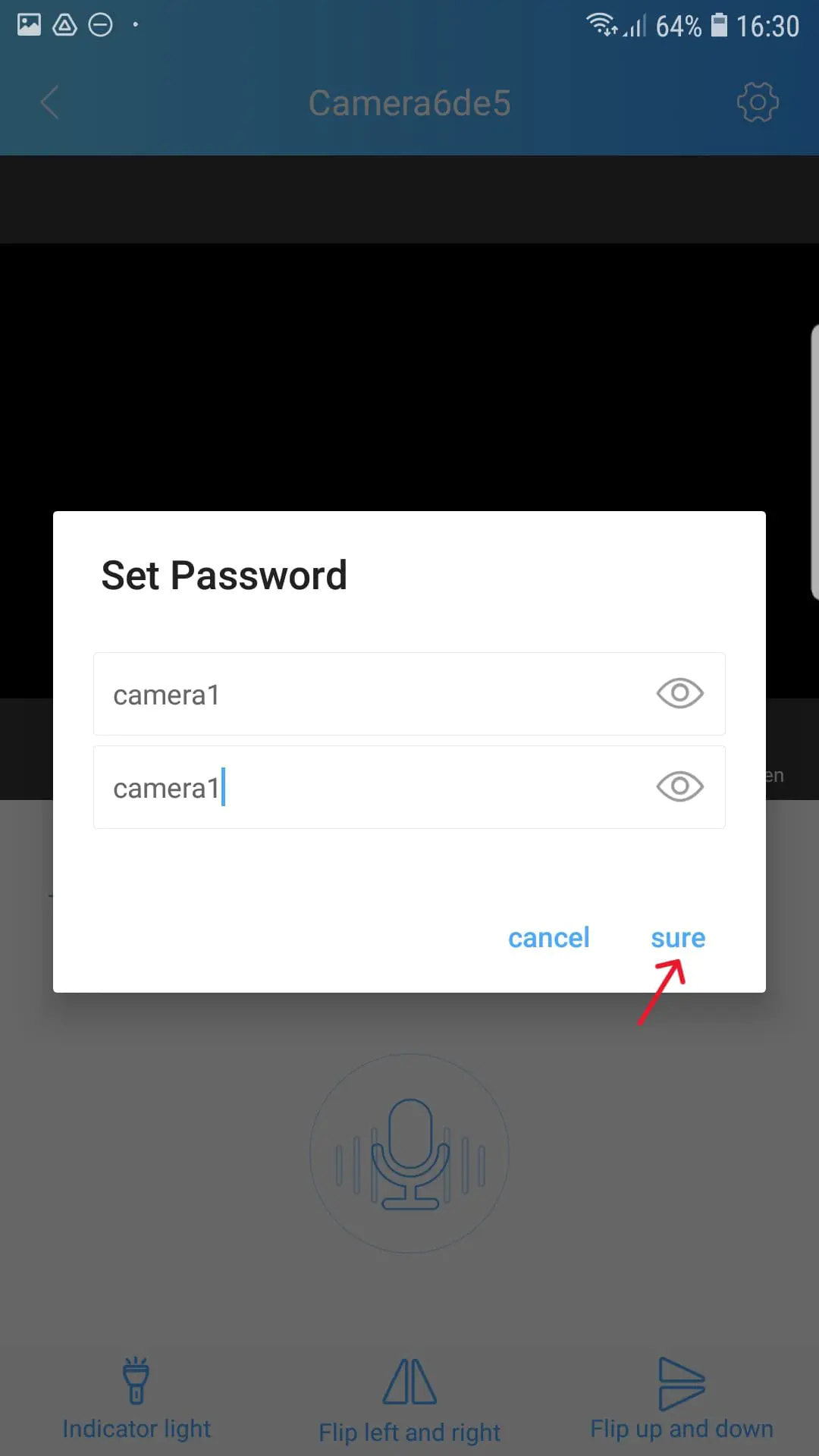 Instruktioner Spy Camera Wifi-knapp 73 20- Skriv lösenord och visst