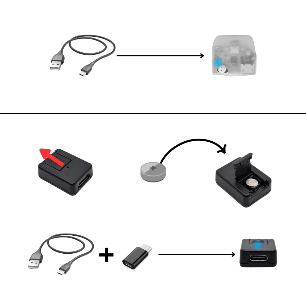 Carga Micrófono Bluetooth y Pila Pinganillo MegaMini