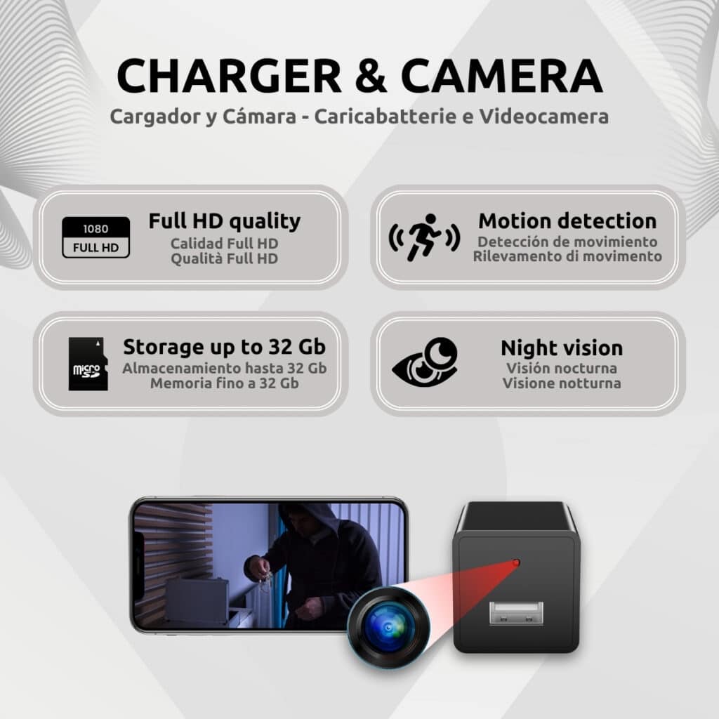 Cargador Cámara Espía Full HD Características M3B