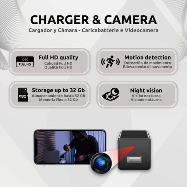 Cargador Cámara Espía Full HD Características M3B