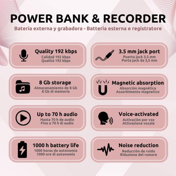Grabadora Espía Power Bank Características