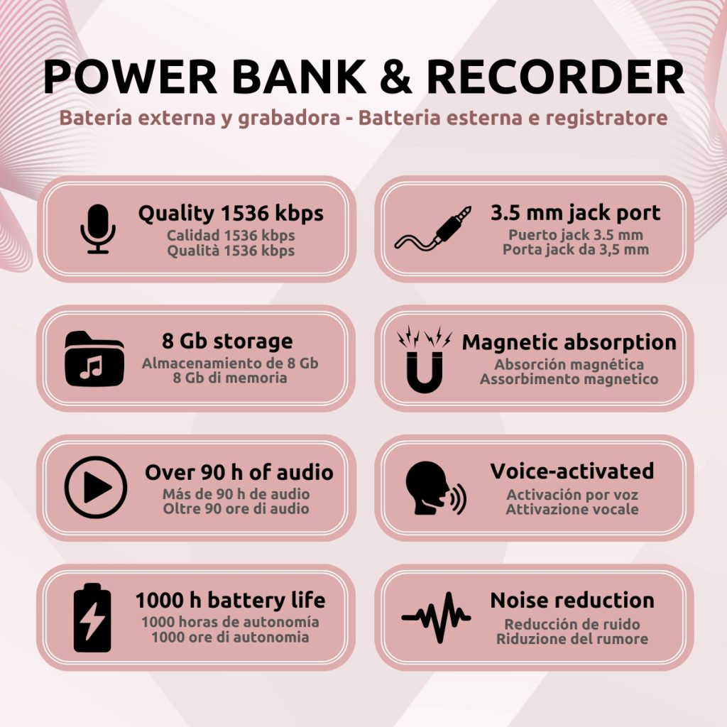 Grabadora Espía Power Bank Características