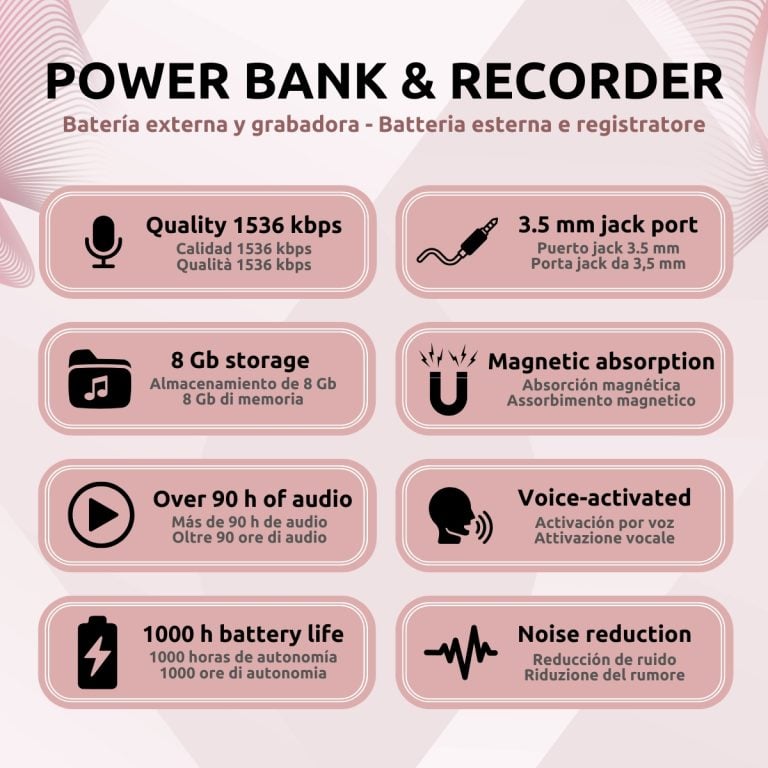 Grabadora Espía Power Bank Características