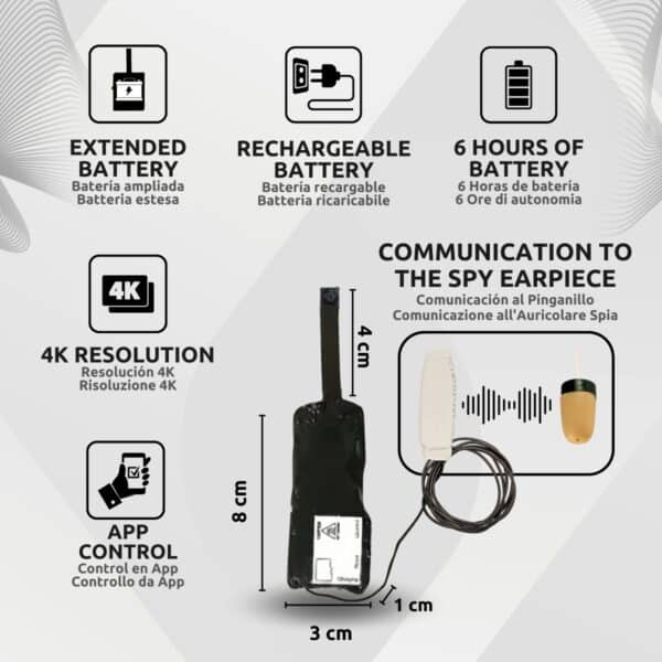 Cámara Espía Wifi Pro Oculta Para Exámenes Batería Ampliada + Pinganillo Vip Pro SuperMini Características