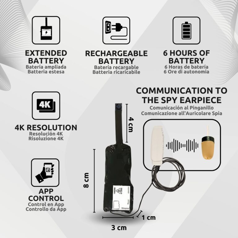 Cámara Espía Wifi Pro Oculta Para Exámenes Batería Ampliada + Pinganillo Vip Pro SuperMini Características