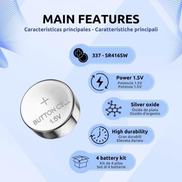 Pilas 337 SR416SW Pinganillo Vip Pro Mini – SuperMini – UltraMini 4 Pilas Características