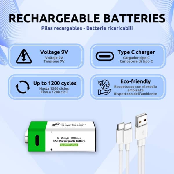 Pilas 9V Recargables 650mAh Litio para Pinganillo Nano Características