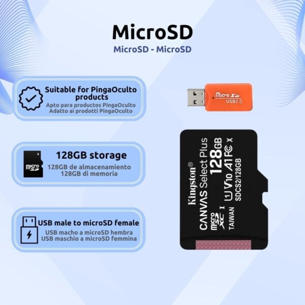 microSD 3264128GB Clase 10 128GB + Adaptador USB Características