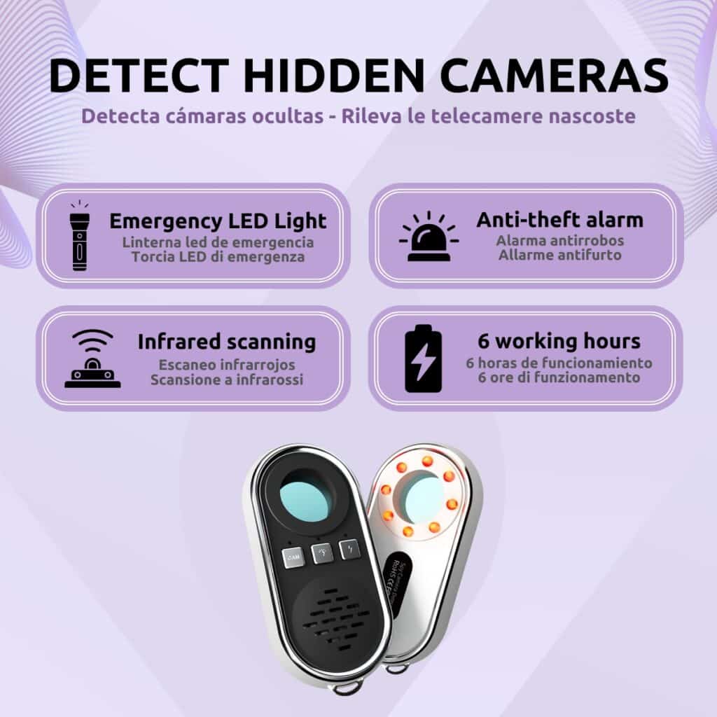 Detector Cámaras Espía y Movimiento Características