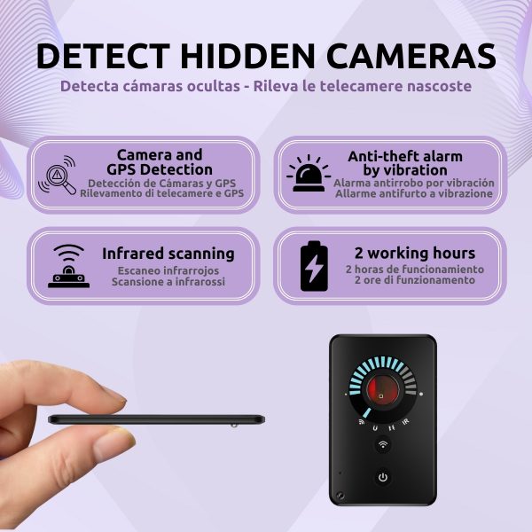 Detector Cámaras Espía y Movimiento Card Características