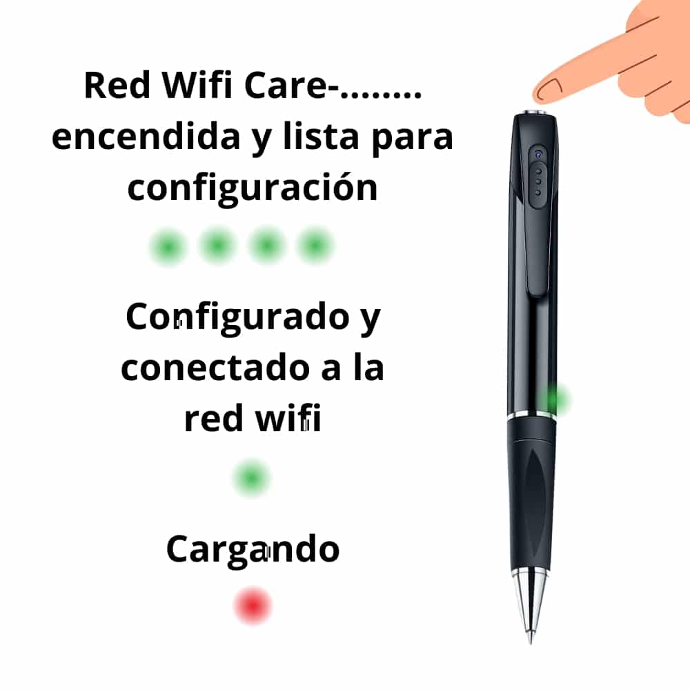 Bolígrafo Cámara Espía Wifi Luces de Estado