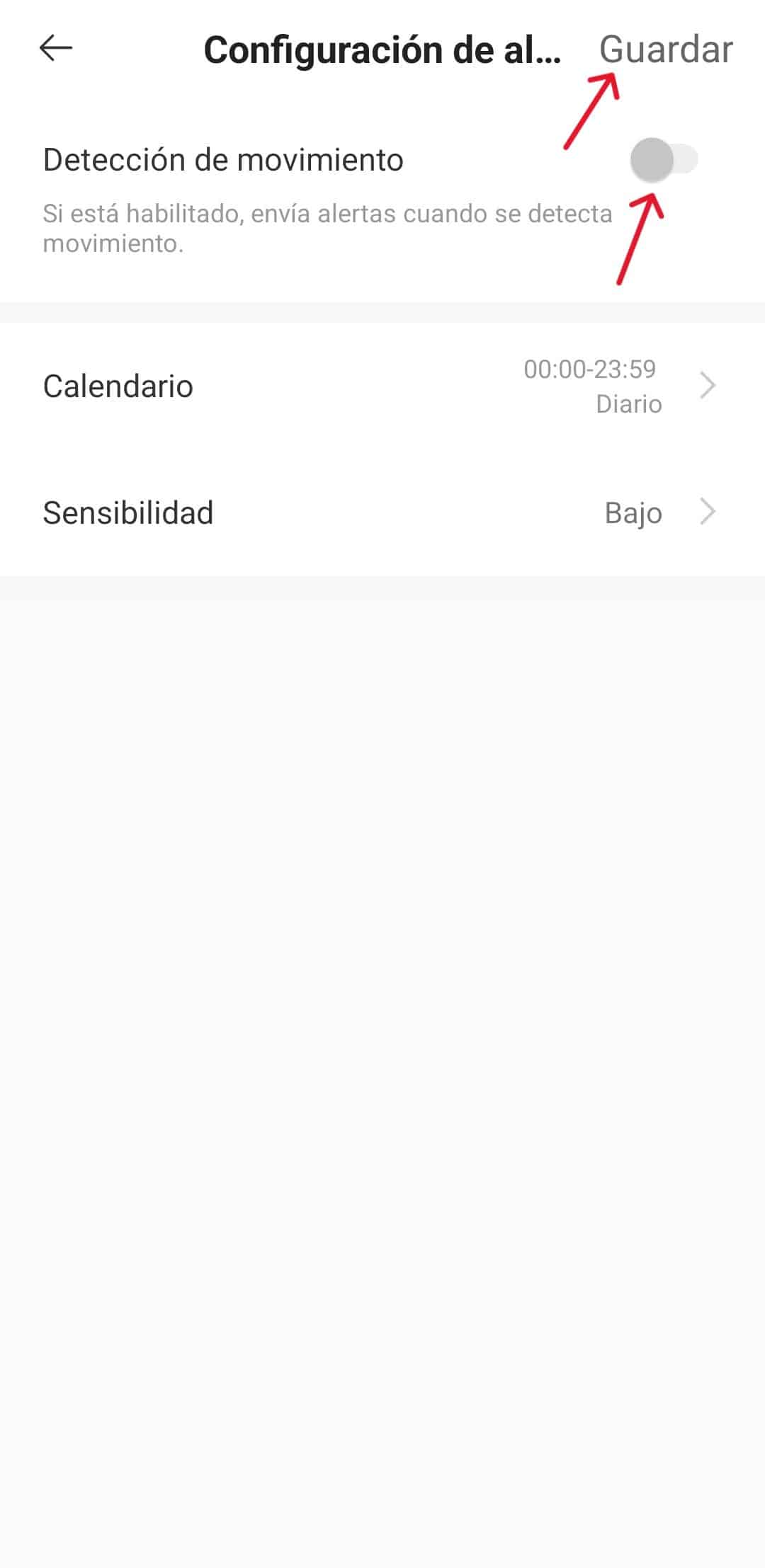 Weihome Desactivar Detección Movimiento 26