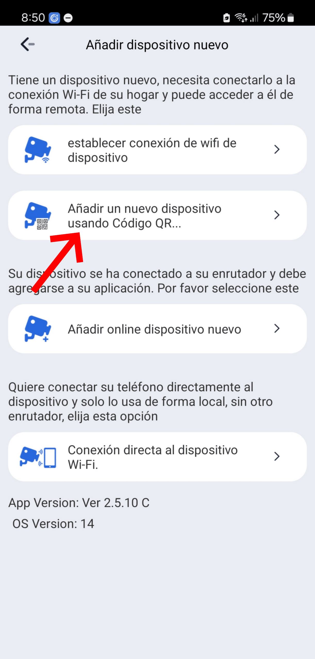 Añadir nuevo dispositivo usando codigo QR IWFCam