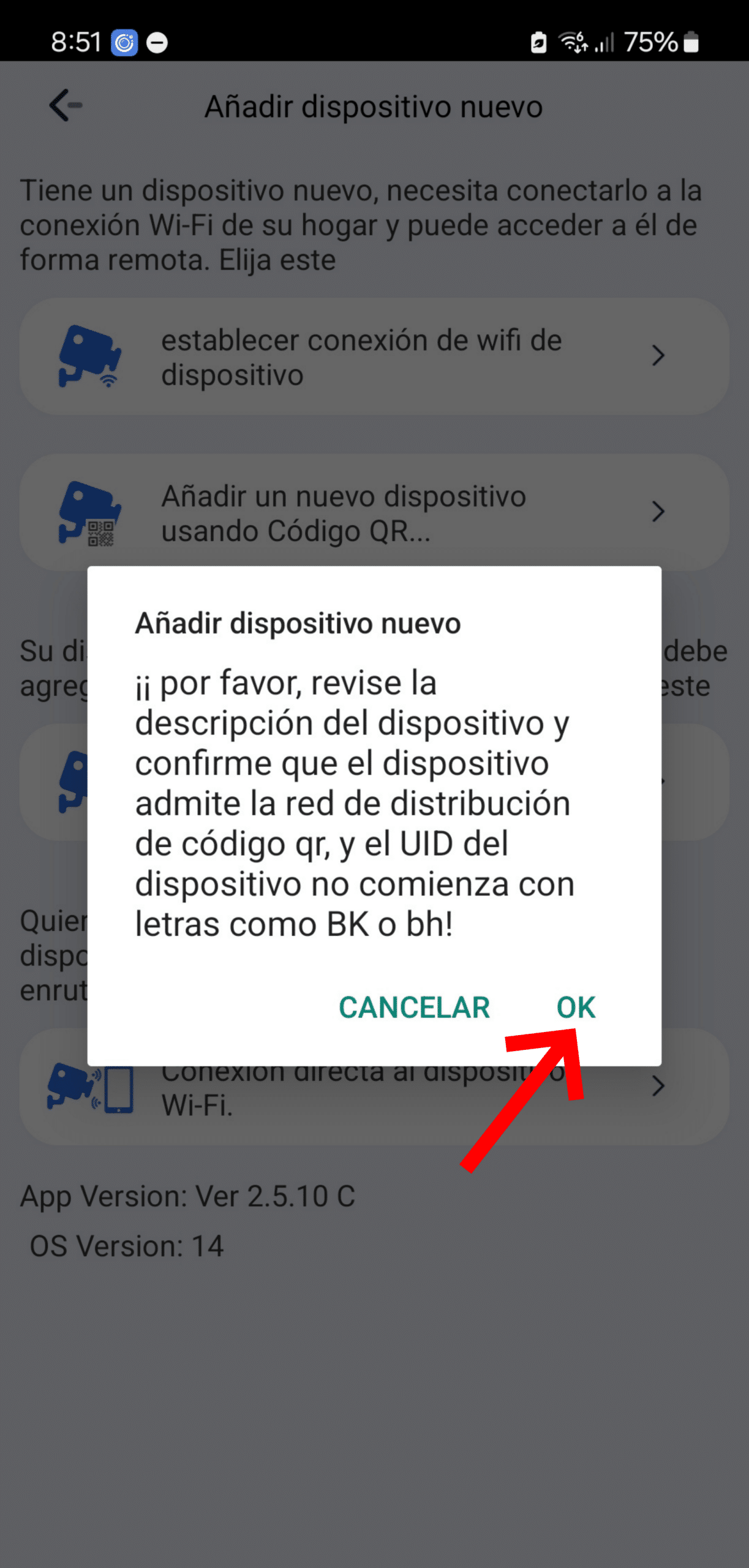 Aviso conexion QR iWFCam