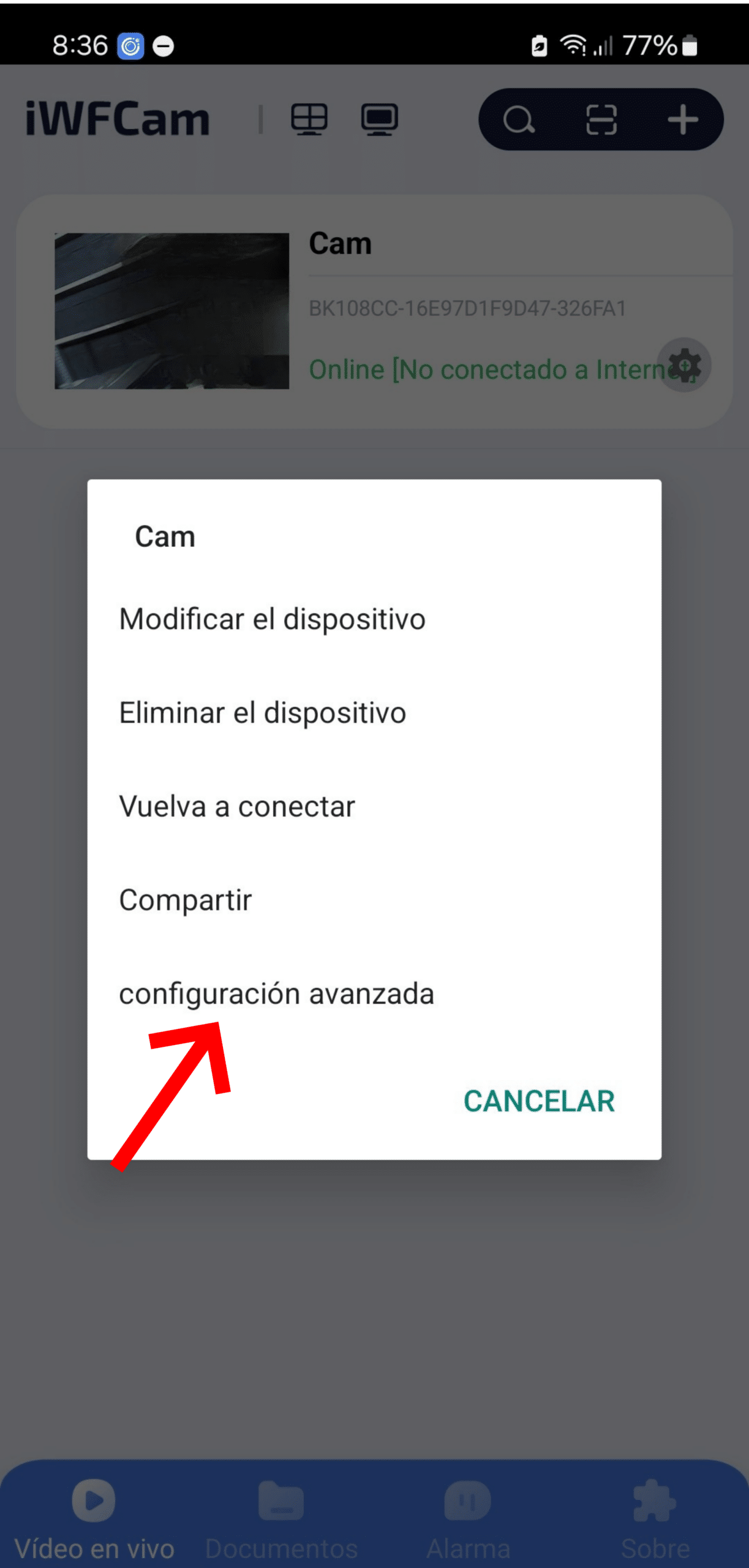 Configuracion avanzada offline BK... iWFCam