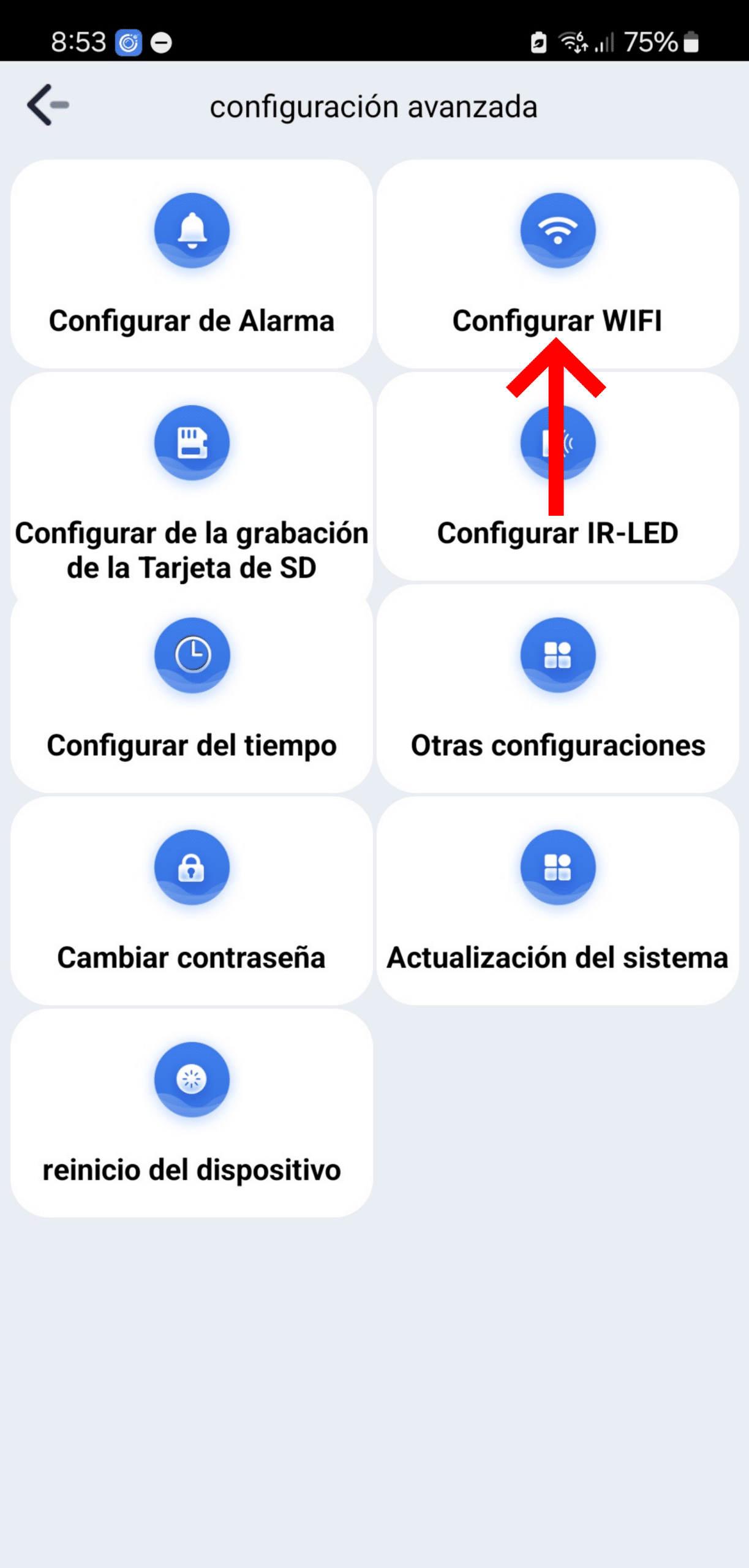 Configurar Wifi Ajustes avaznados iWFCam