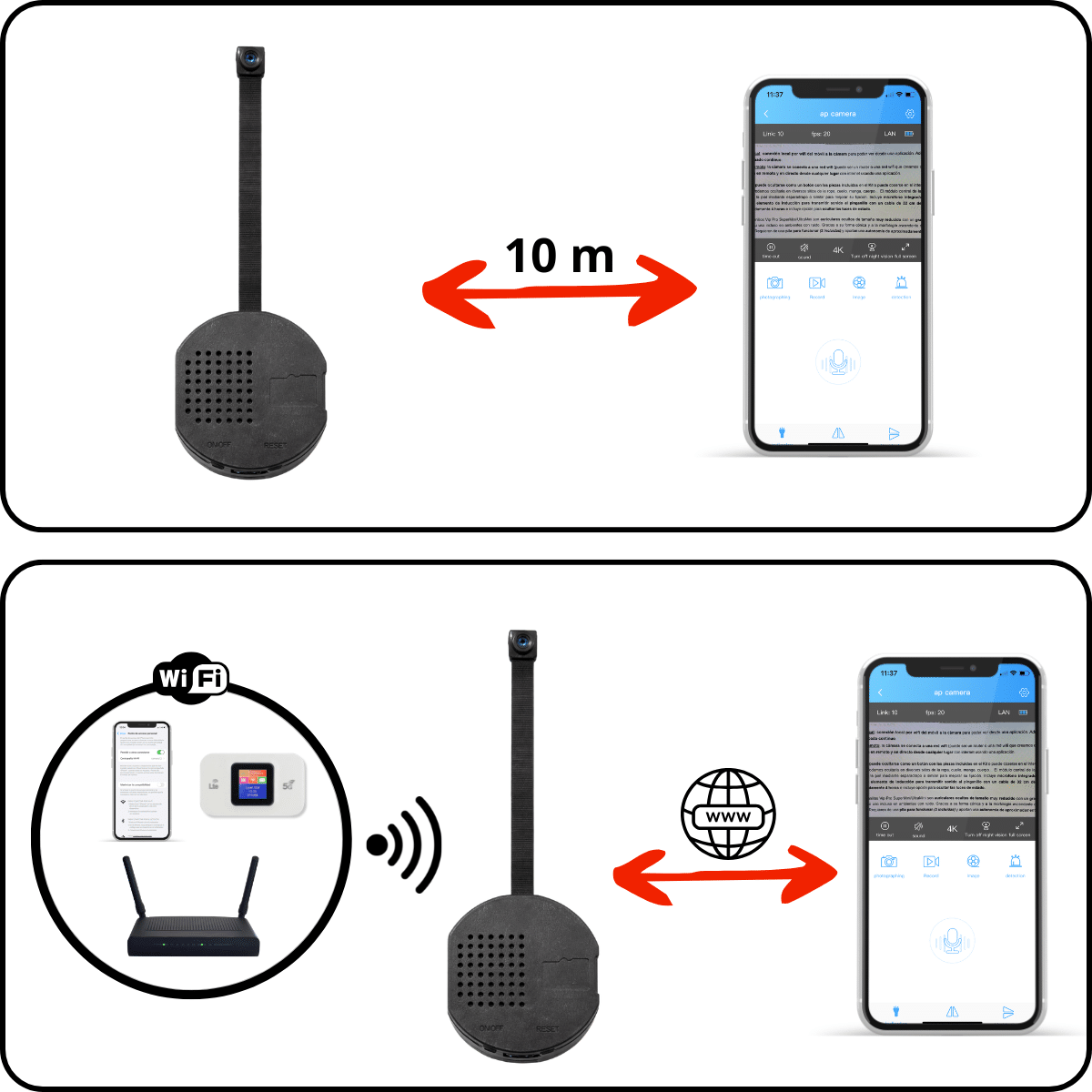 Imagen Local vs Remota Cámara Wifi 4k