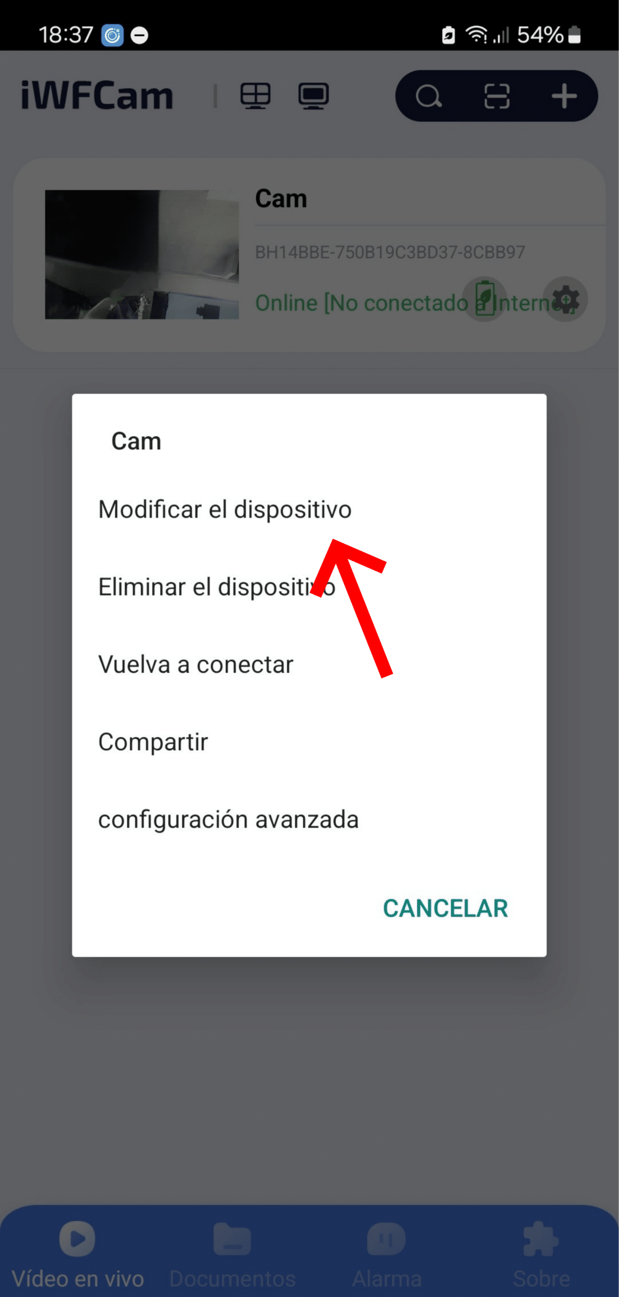Modificar el dispositivo iWFCam BH...