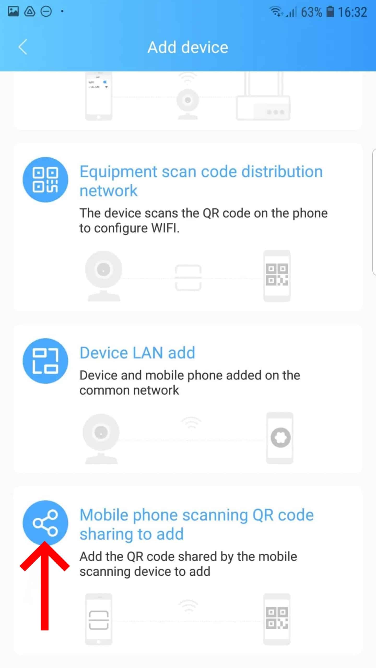 Paso 4.9 Mobile phone scanning QR code sharing to add