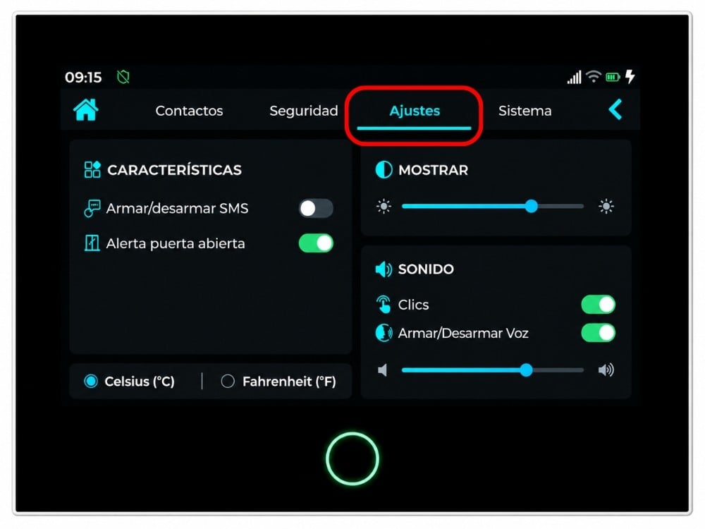 Instrucciones ALARMA - Ajustes Ajustes Alarma