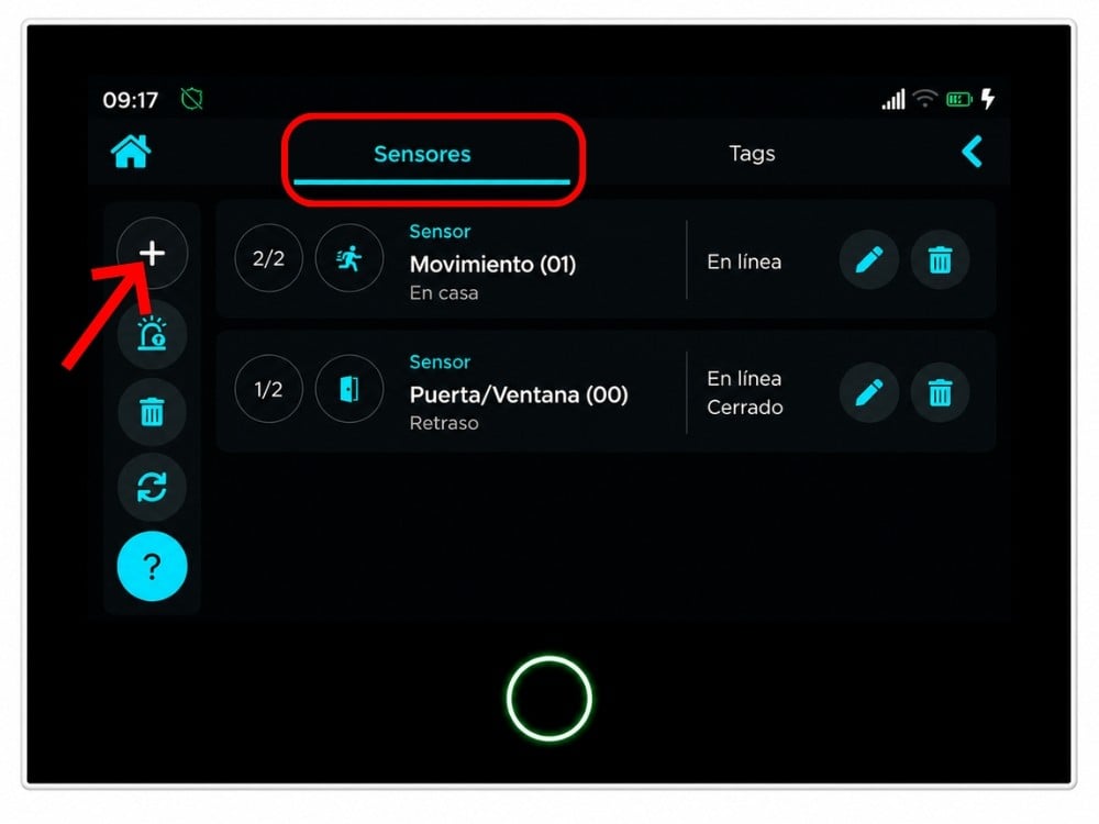 Instrucciones ALARMA - Pulsar más para conectar accesorio Alarma