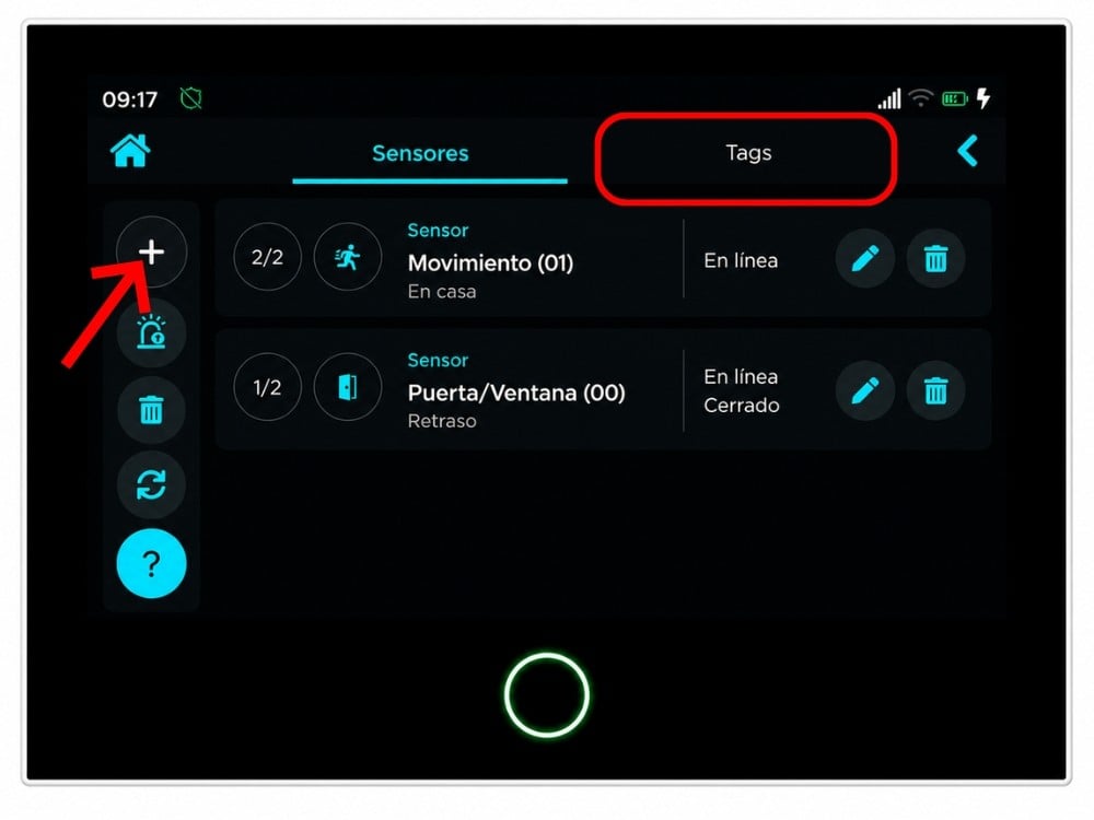 Instrucciones ALARMA - Pulsar más para conectar accesorio Alarma