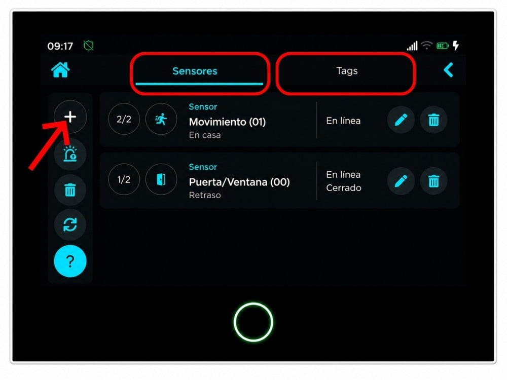 Instrucciones ALARMA - Pulsar más para conectar accesorio Alarma