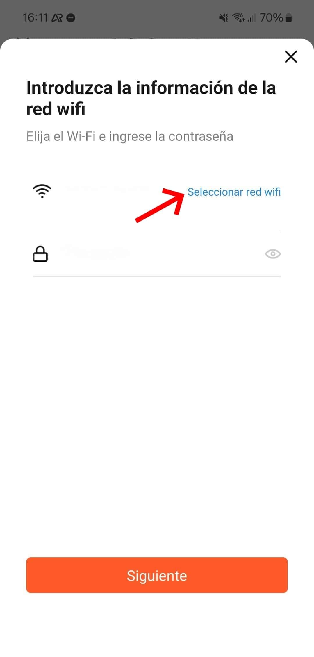 Selecciona red wifi TuyaSmart IP618BW