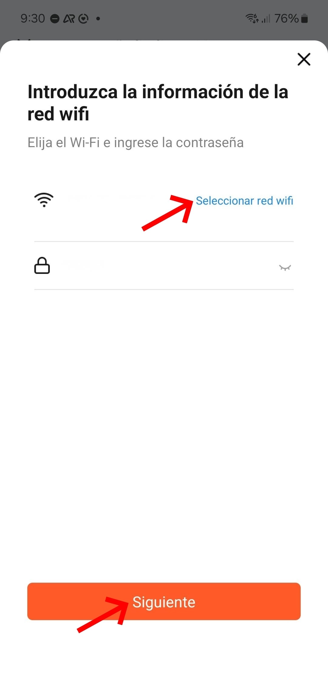Seleccionar red wifi TuyaSmart Alarma